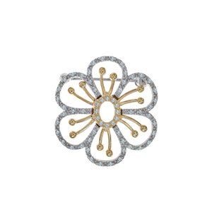 0.40 Ct. Diamond Two-tone Vintage Flower Brooch